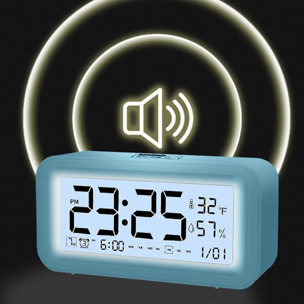 Digital Elektronisk Klocka LED-Display Elektronisk Klocka Stereo Digital Display Snooze Väckarklocka 12/24H Byt Nedräkningstid NUO0430 Blue
