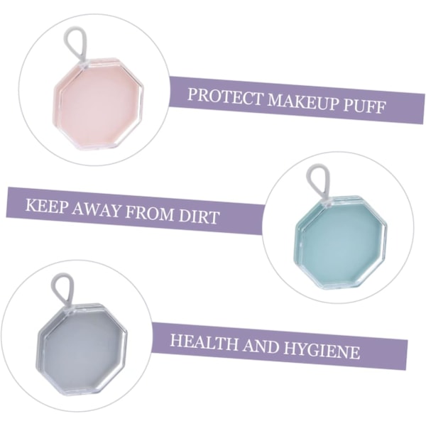 3 stk. Puff Box Makeup Pudder Puff Pudder Puff Beholder Makeup Forsyning Pudder Svampe Beholder Kosmetik Foundation Etui