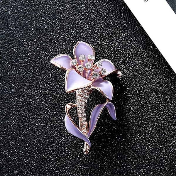 Lilla Blomst Emalstift Krystall Rhinestone Blomst Brosjer Kvinner Bryllup Fest Casual Brosje Pins Smykker Gaver Til Venn