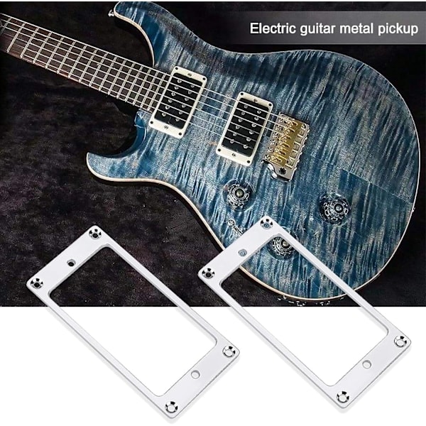 2 st Silver Humbucker Pickup Monteringsringar med Skruvar 92x46mm Metall Platt Pickup Ram för Elgitarr Ersättningsdelar