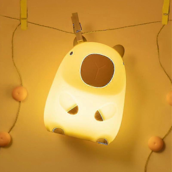 Ny Capybara Natlampe, Sød Silikonlampe Børneværelse Capybara Dyrelampe Til Børn, Genopladelig Blød Berøringsstyret Lampe