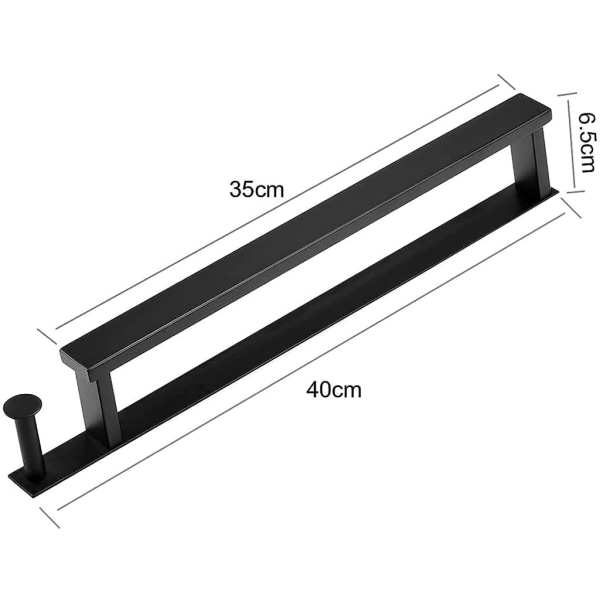 Handdukshängare Självhäftande Utan Borrning Rostfritt Stål Gäst Handdukshängare Badhandduk med Haken (Svart, 40CM)