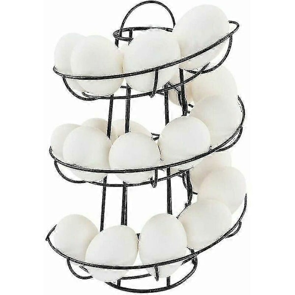 Metall Jern Spiral Egg Rack Egg Kjøkken Display Stativ - 24 Egg Dispenser (Svart)