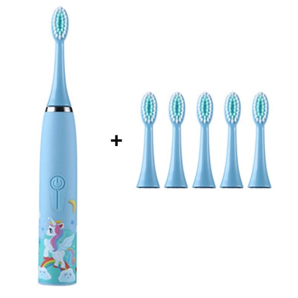 Rechargeable Kids Electric Toothbrush, 4 Modes With Memory, Fun & Easy Cleaning, Ipx7 Waterproof, 2-min Timer , 6 Cleaning Brush Head