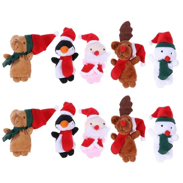 10 st juliga fingerdockor tomte älg snögubbe pedagogiska fingerdockor handdockor