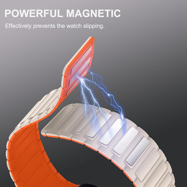 Magnetiska klockarmband kompatibla med Apple Watch-armband Mjukt silikonersättningsband designat för iWatch Starlight Orange 38/40/41mm