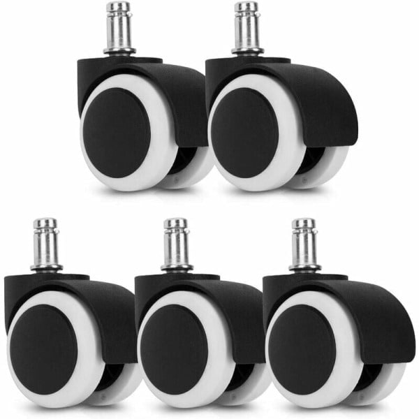 Kontorsstolsrullar - 5-pack armstödsrullar - 10/50 mm reservrullar - Tysta stolsben för hårda golv - Vita