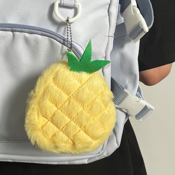 Møntpung Lille Tegnebog Plys Frugt Møntpung, Lille Blød Møntpung, Plys Taske Vedhæng, Slidstærk, Multifunktionel, Moderigtig, Passer til Kort, Nøgle Pineapple
