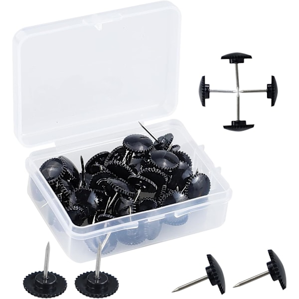 50 stk. Sorte Push Pins Gear Tommelknapper til vægophæng Tegningsstifter Stålspids Korktavle Push Pins Dekorative Tommelknapper Poster Pins til vægkort