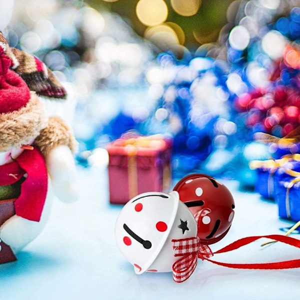 Joulukellot Koristeet 12 kpl Mini Jingle Bell Klassinen Punainen ja Valkoinen Pussilaukku ja Punainen Nauha Joulukuusi Ripustuskoristeet Juhla