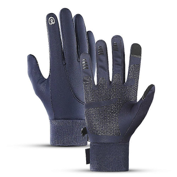Vanntette hansker for menn og kvinner, varme vinterhansker med sensitive fingertupper Blue S