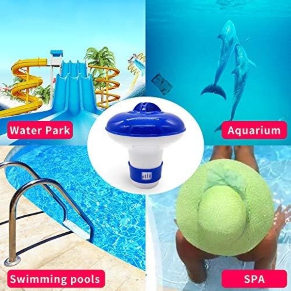 Flytande dispenser klortabletter bubbelpool simbassäng spa, flytande poolklor, klortablett hållare (5 tum)