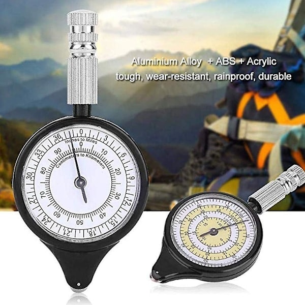 2 st Kartavståndsmätare Odometer Multifunktionell Kompass Kurvmätare Enhet, Opisometer, Kurvmätare, Avståndskalkylator Kartmätare Kompass Vandring