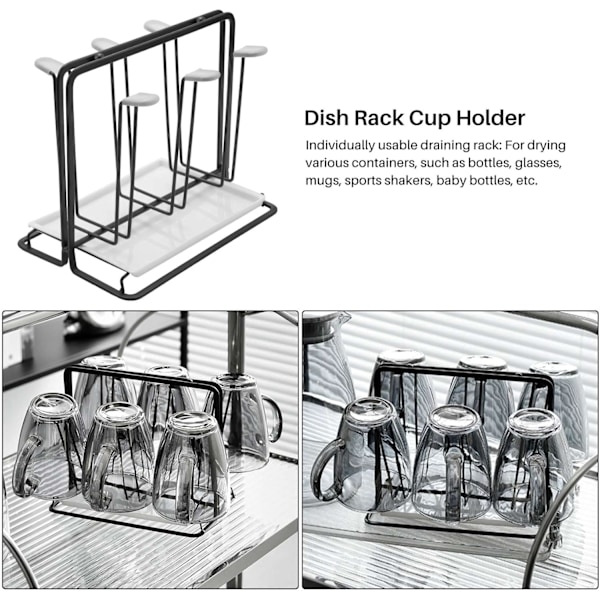 6 Flaske Opvaskestativ Metal Flaskeholder, Drypstativ til Kar med Drypbakke