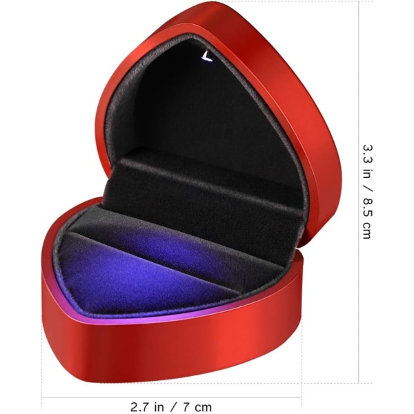 LED Ring Box Hjärta Form Smycken Present Box Display Stand