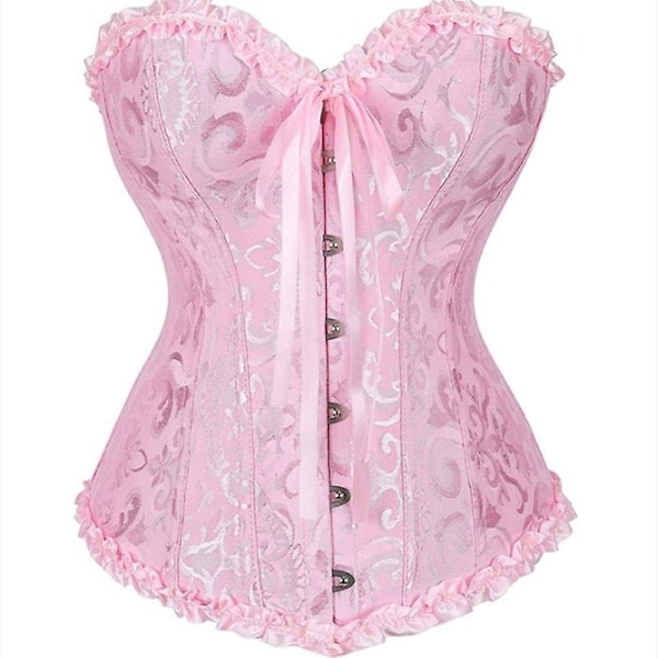 Mimigo Naisten Nauhallinen Selästä Tyylikäs Kukallinen Korsetti Naisten Alusvaatteet Korsettitoppi Plus-koko PINK 2XL