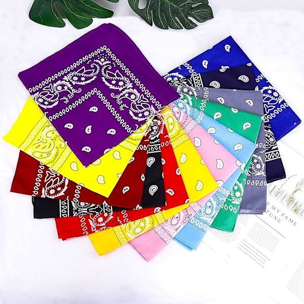 Flerfärgade Halsdamasker Bandanas för Kvinnor och Män, 12 Stycken