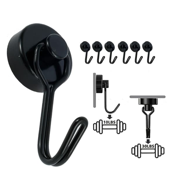 6-pack Magnetiska Krokar, Stark Magnet Hängare
