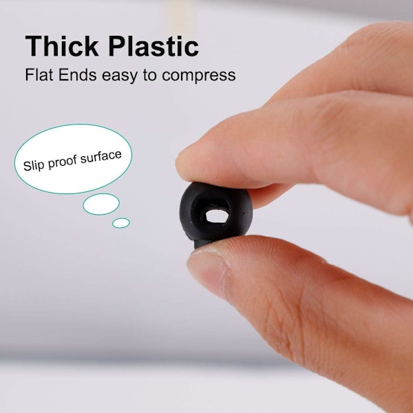 10 stk Fjederbelastede Runde Plastik Toggle Stopper Snoer Låse Endestykker, Sort, 1,8 x 1,5 x 1,5 cm