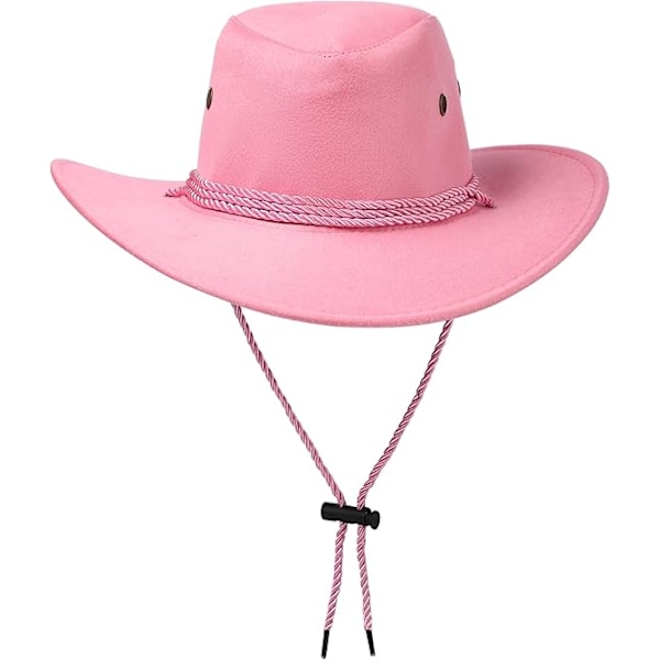 Cowboyhatt Western Solhatt Faux Filt Läder Mocka Maskerad Fest Kostym Outfit Resa Utomhus Solskydd Herr Dam Pink