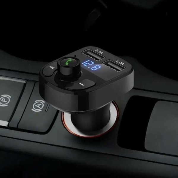 FM Transmitter X8 med Bluetooth og Håndfri - Trådløs Musik Sort