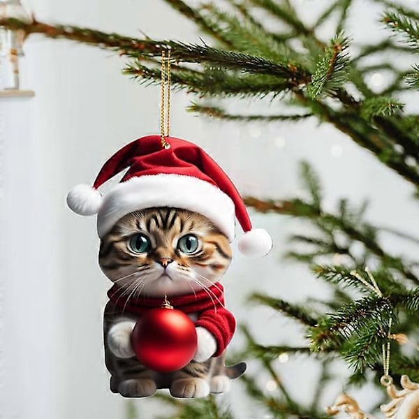 Tecknad Söt Katt 2023 Julgransprydnader Hängande Dekoration Gåva Jul Hängande Träd Personlig Hänge Festtillbehör E2