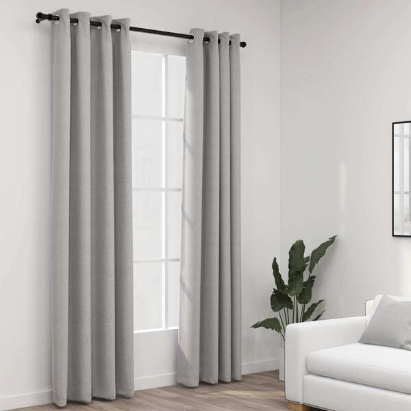 vidaXL Mørklægningsgardiner med Øjer Linnedlook 2 stk. Grå 140x245 cm Grå