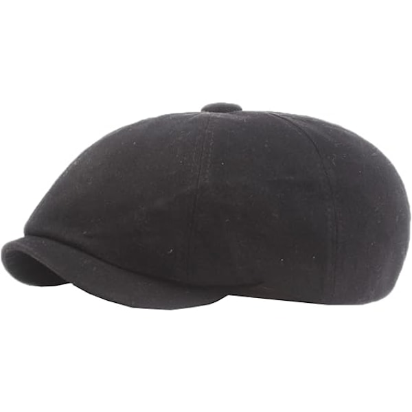 Dame Newsboy 8-Panel Cabbie Painter Baker Boy Fladt Hat til Mænd og Kvinder Bomuld Spids Visor Beret Hat B:Black