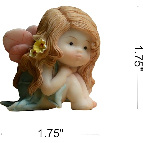 Miniature Fe Havefigur til Haven - Drømmende Fe Statue Peaceful Fairy