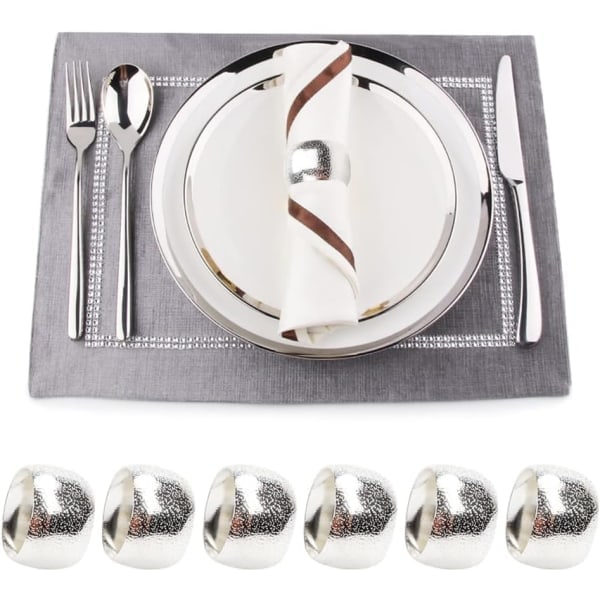 12-pack servettringar (silver) metall servettringar, för bröllopsmiddagar, julfester och påskmiddagsdekoration