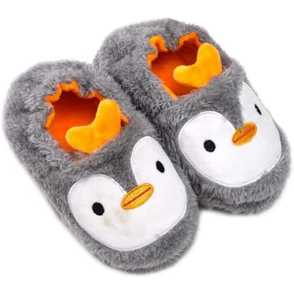 Baby Girls' Warm Slippers Cartoon Kids Winter Indoor Household Shoes, Penguin