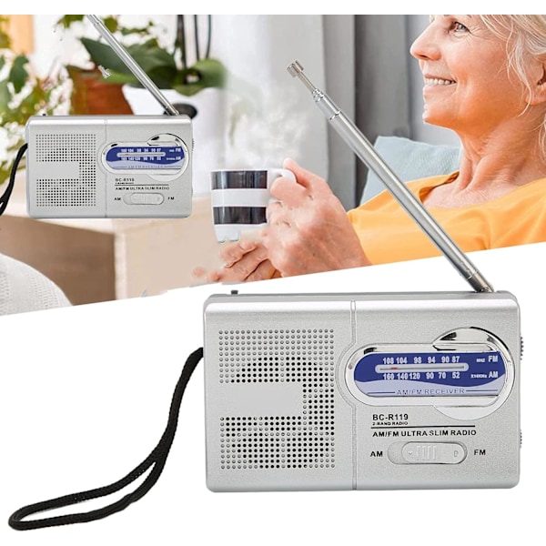 Bärbar Radio, AM FM Transistorradio med Hög Volym, Vattenaktiverad Transistorradio, ca W91×H52×D21(MM) (utan batterier)