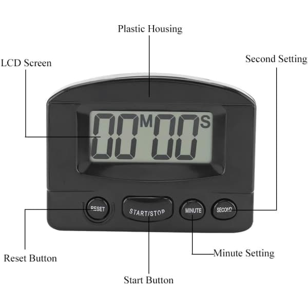Digital Timer Portabel Digital Klocka Nedräkningstimer Stor LCD-Skärm Köksanvändning