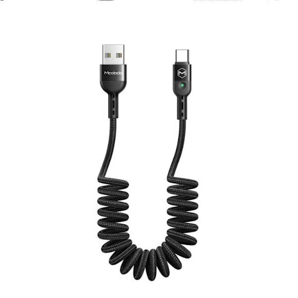 Spiralformad USB Type-C-kabel, USB-kabel med retrådsfunktion, USB Type-C