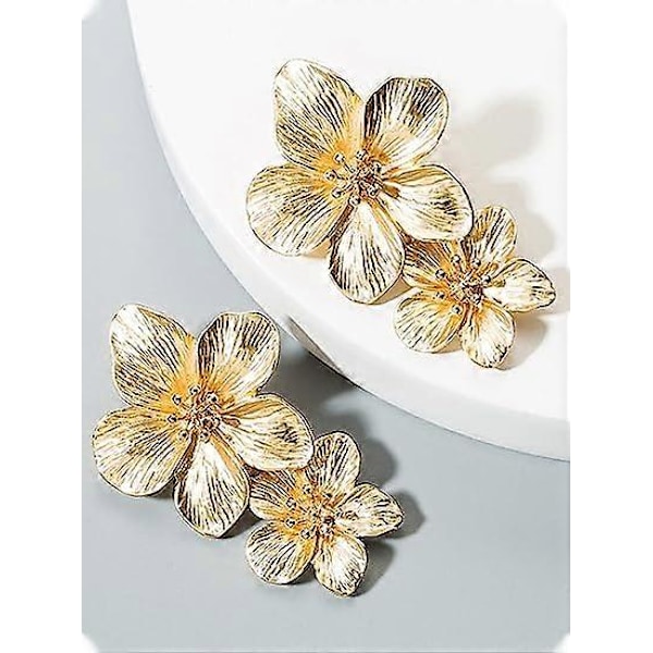 Guld Blomster Øreringe Guld Hængeøreringe til Kvinder Romantiske Boho Blomster Statement Øreringe til Bryllupsfest Smykker