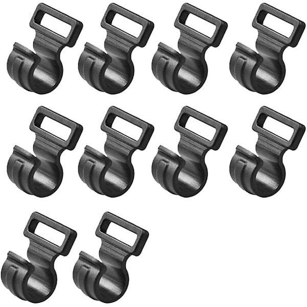 10-pack tältkrokar camping husvagnsmarkis plast inre klämmor klätterfiskekrokar svart 16x20x12mm