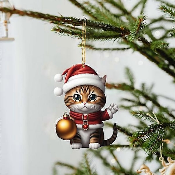 Tecknad Söt Katt 2023 Julgransprydnader Hängande Dekoration Gåva Jul Hängande Träd Personlig Hänge Festtillbehör H1