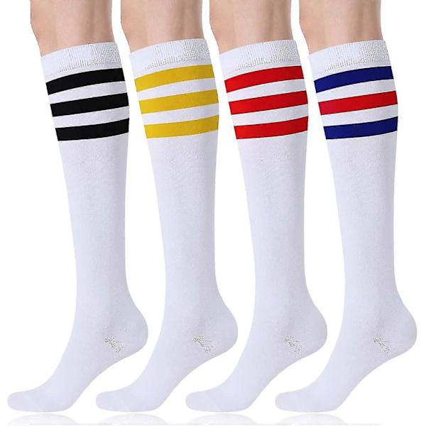 4-pak Kvinders Knæhøje Strømper Casual Tube Strømper Multicolor