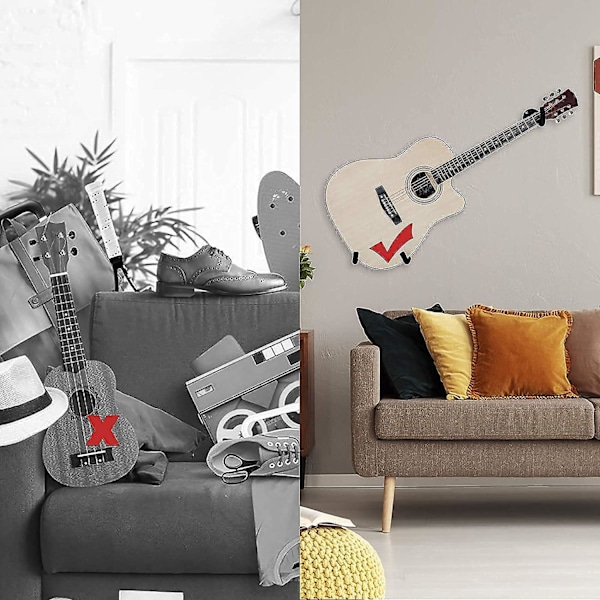 Gitarr Väggfäste Horisontellt Gitarr Väggfäste Gitarrhängare Hållare för Elgitarr/Akustisk Gitarr