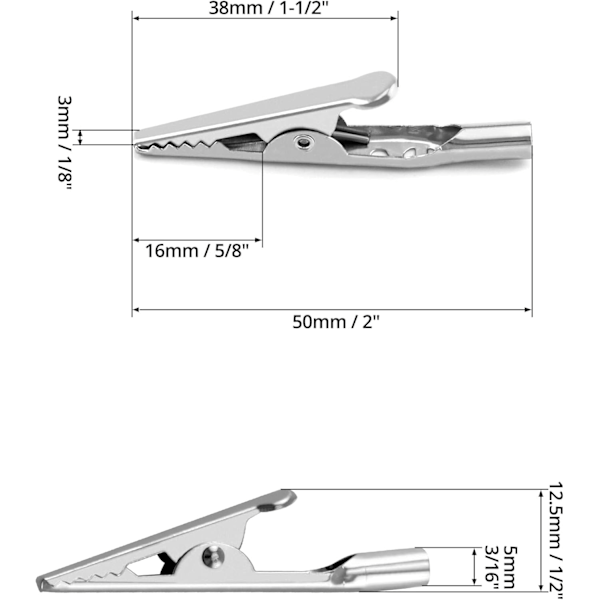 50 kpl Alligator-pihdit, Sähkötestijohto Krokotiilipihdit Metalli Krokotiilipihdit Laboratorio Sähkötestityöhön, 2\" / 50mm