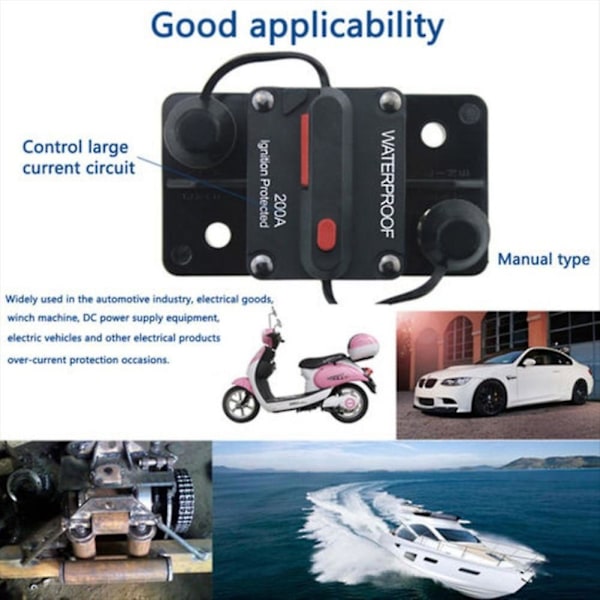 30A 40A 50A 60A 70A 80A 100A 120A 150A 200A 250A 300A AMP Strömbrytare Återställning 12-48V DC Bil Båt Auto Vattentät