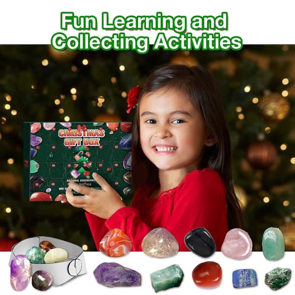 Adventskalender 2025 24 Fack Mineral Blind Box Julklappsbox Mineral Presentförpackning Nedräkning 24 Dagars Överraskningspresentförpackning Blind Box