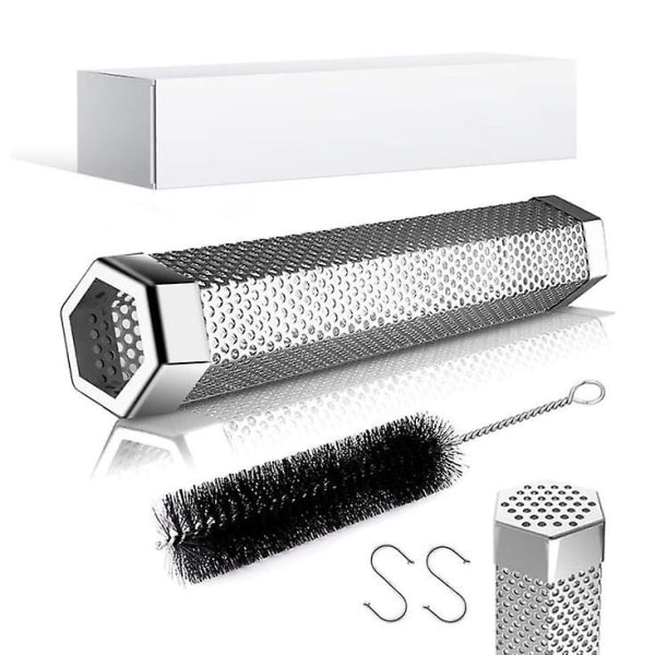 Røykpatron for pelletgrill, oste-røykrør, rustfritt stål, kaldt røykrør for pellets, fungerer med alle elektriske, gass- og kullgriller