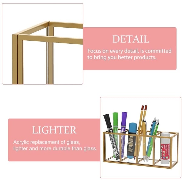 Akryl makeup børsteholder organizer, 1 gylden makeup børsteholder, guld