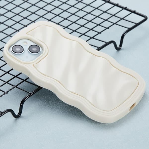 iPhone 15 Mobilveske Bølgete Tekstur Beige