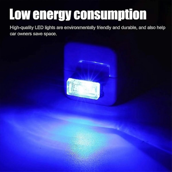 4 stk. USB LED Bil Lys, Mini USB Bil Lys, Plug-in USB Interface Bagagerums Stemningsbelysning Bærbar Natlampe Blue