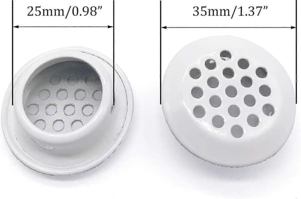 20 st Luftventiler 25mm Cirkulär Takfotsventil Rostfritt Stål Rund Ventil Mesh Hål Jalusi för Kök-HP