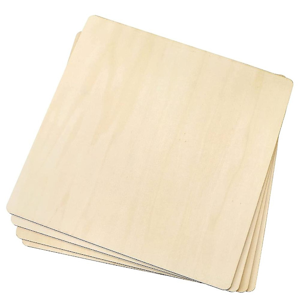 4 stk. Ubehandlede Basswood Kryssfiner Treplater Tykke Blanke Trebiter 45*45cm