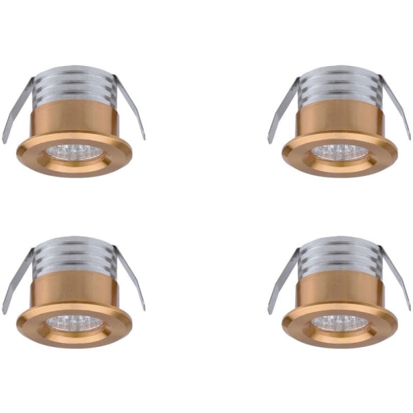 Set med 4 mini infällda LED-spotlights, 3 W, guld neutral ljus