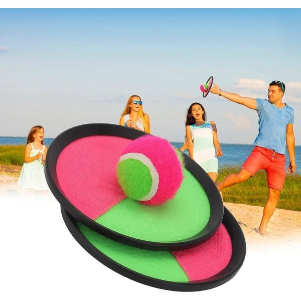 Kasta och fånga boll set med två kardborreband och tennisboll, roligt utomhusspel för trädgård och strand för hela familjen